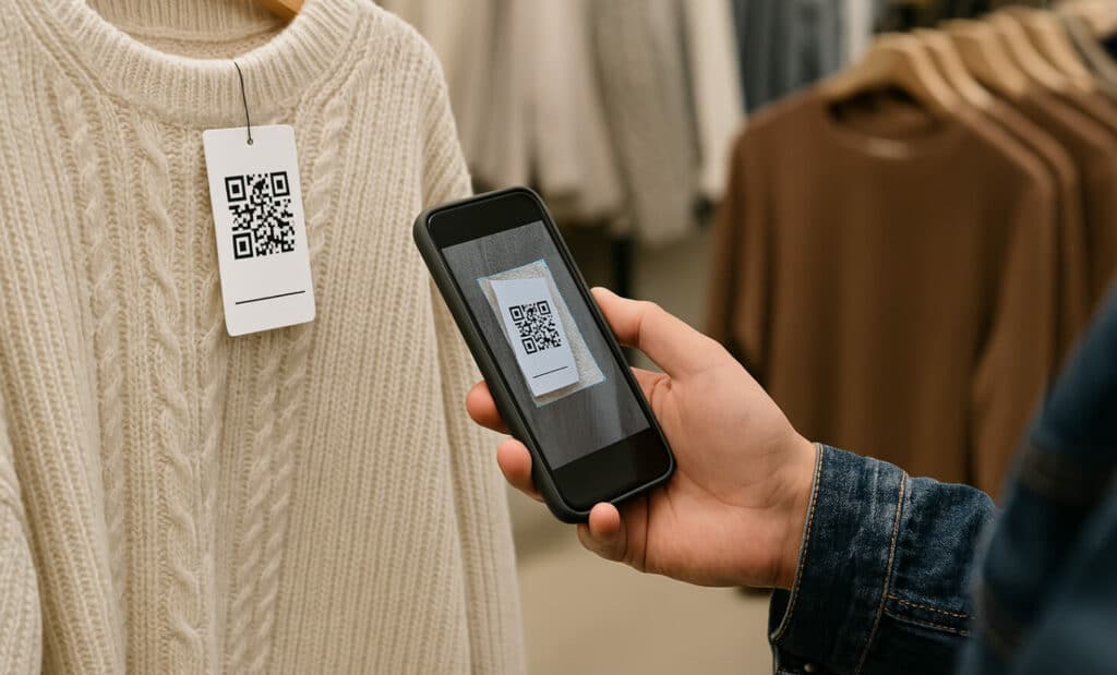 QR code label on garment
